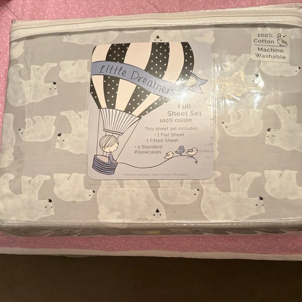 Dreamers White Polar Bear Sheet Set Full size 100%Cotton BNIP